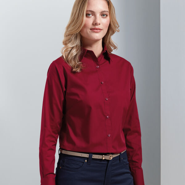Premier Ladies Long Sleeve Poplin Blouse Thumbnail
